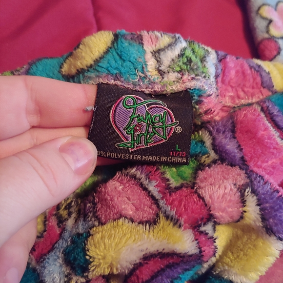 Fancy Girlz | Retro Style Flower Power Plush Flare Pajama Pants Bottoms L Large - Picture 3 of 7